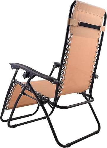 Miniatura 5 de BTEXPERT Sillas de malla de acero ajustables de gravedad cero, para patio al aire libre, reclinables, playa, patio, jardín con bandeja de utilidad y