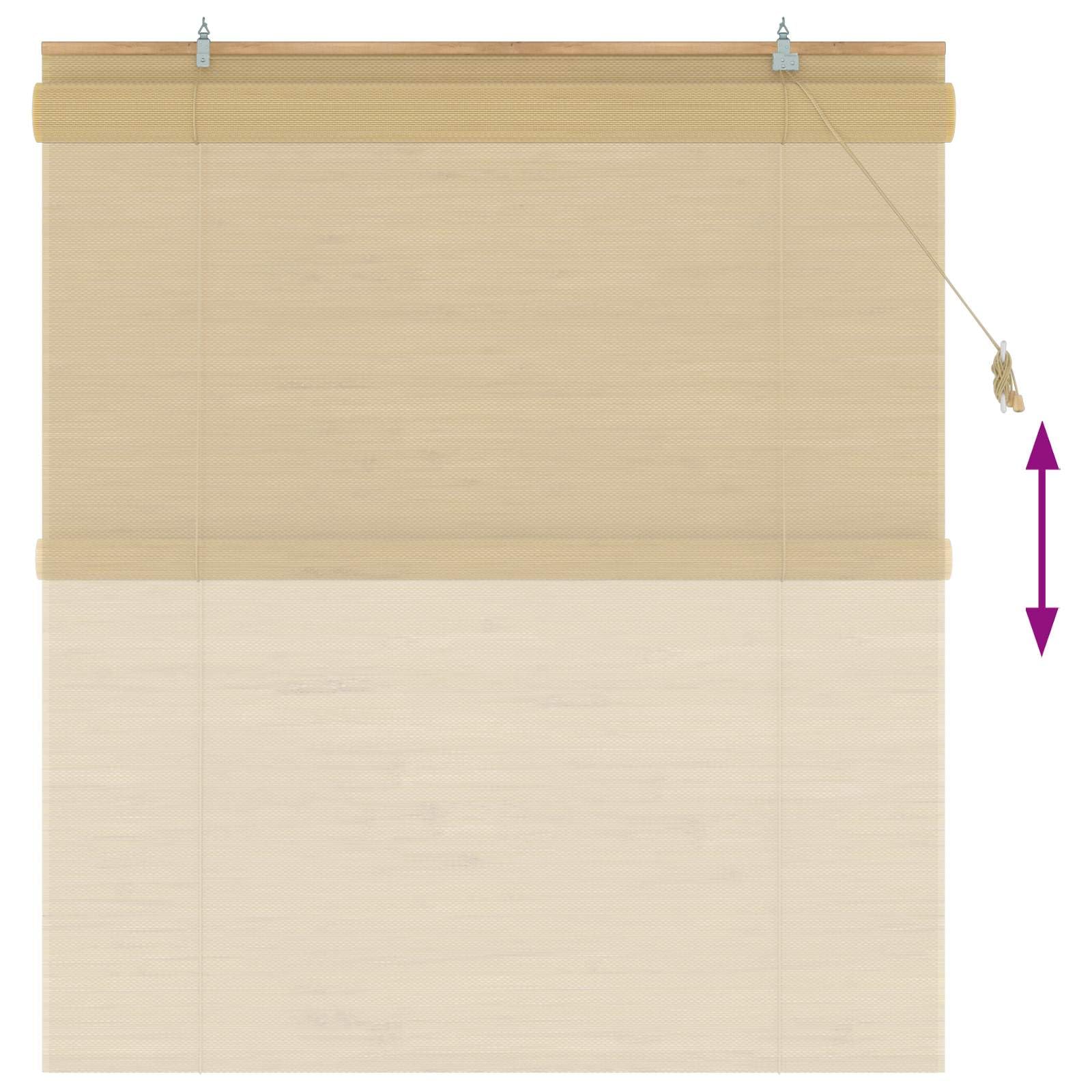 Store enrouleur en bambou naturel - 130 x 160 cm - Protection solaire - Pour intérieur