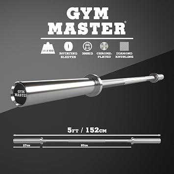 GYM MASTER Olympic 5ft Barbell Bundle with 40kg Tri Grip Cast Iron Weight Set (7 Items)
