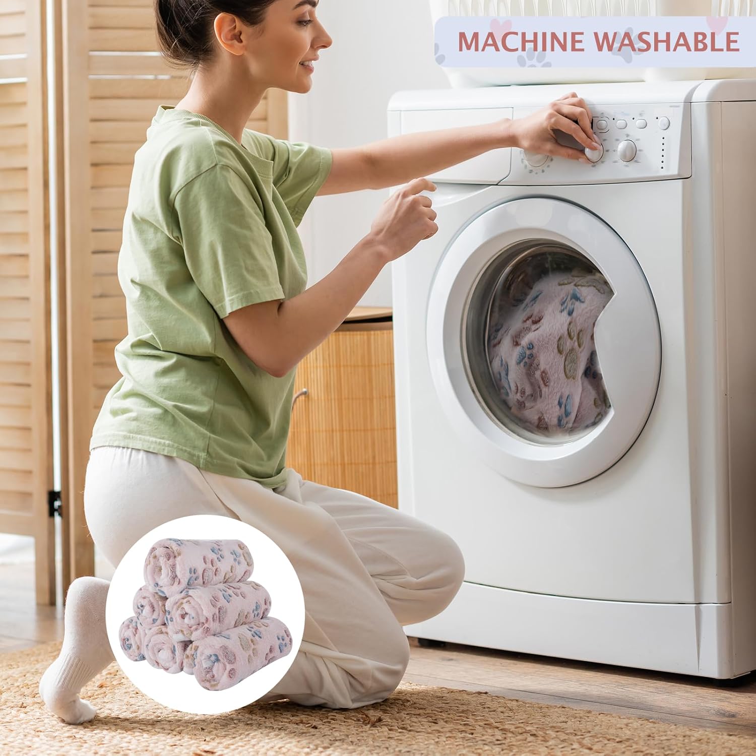 BVAGSS 6 Pack Small Dog Blanket, Super Soft Warm Pet Cover Blankets, Paw Print Puppy Fleece Flannel Blanket for Small Medium Dogs and Cats MW003 - Image 3