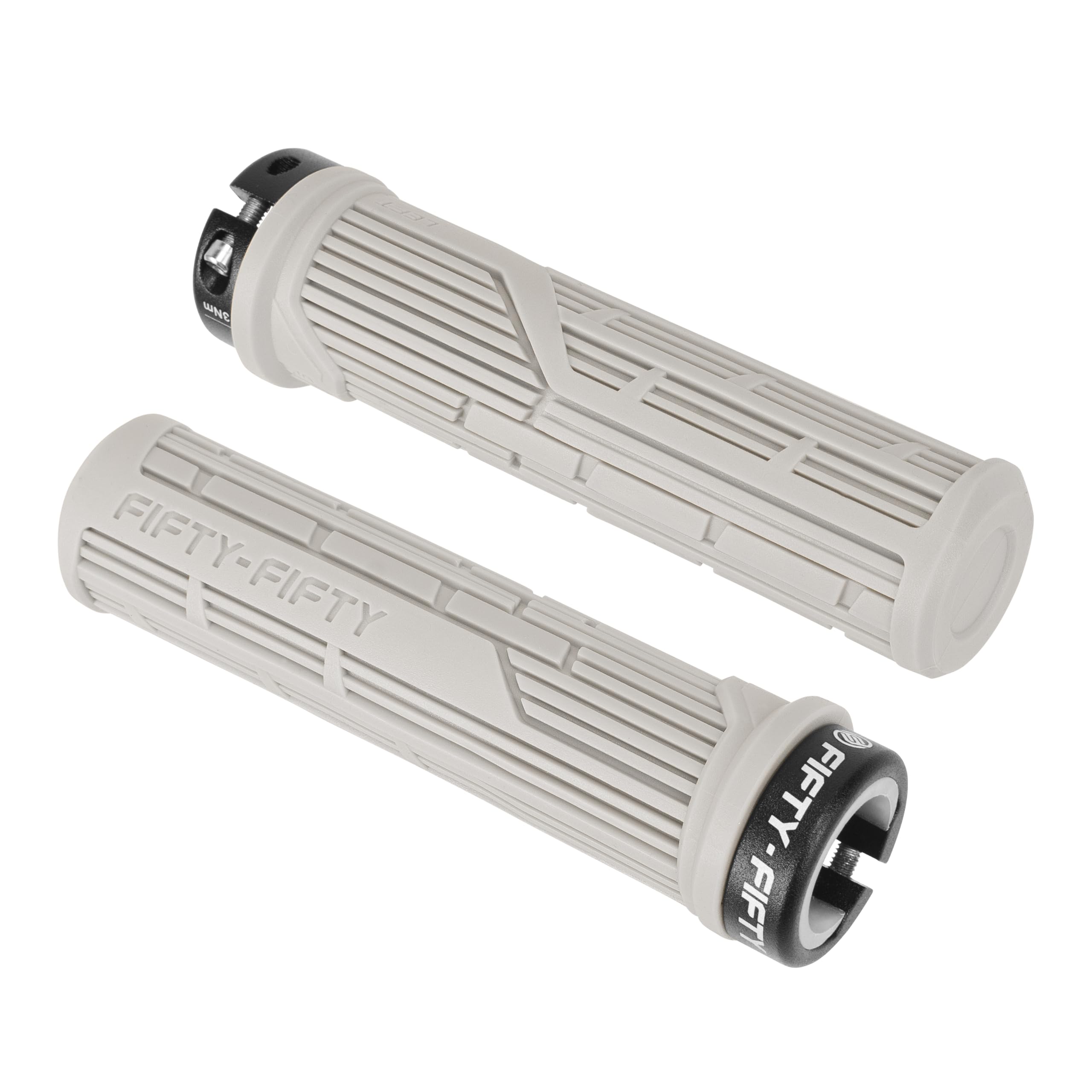 FIFTY-FIFTY Mountain Bike Grips, Single Lock-on MTB Handlerbar Grips, Soft and Comfortable, Non-Slip Locking Bicycle Handle for All Mountain, Enduro, Downhill (Light Grey) — image 1