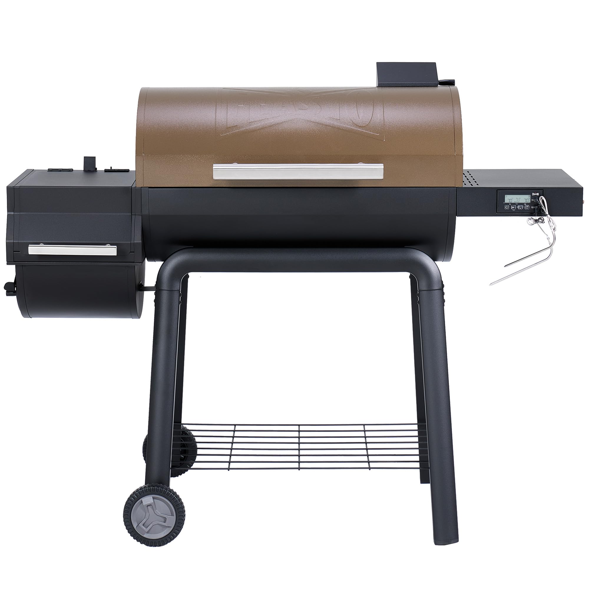 Feasto 30'' Charcoal Grill w/Offset Smoker, Digital Display &amp; Meat Probes