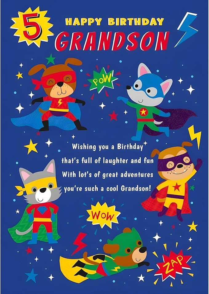 Old English Co. Grandson 5th Birthday Card Boy - Age Five - Dinosaur Birthday Card For Son - View #10