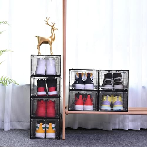 Miniatura 6 de Yukui LLc Paquete de 8 Cajas de Zapatos de Plástico Transparente Apilables, Organizador de Almacenamiento de Zapatos con Frente Abatible para