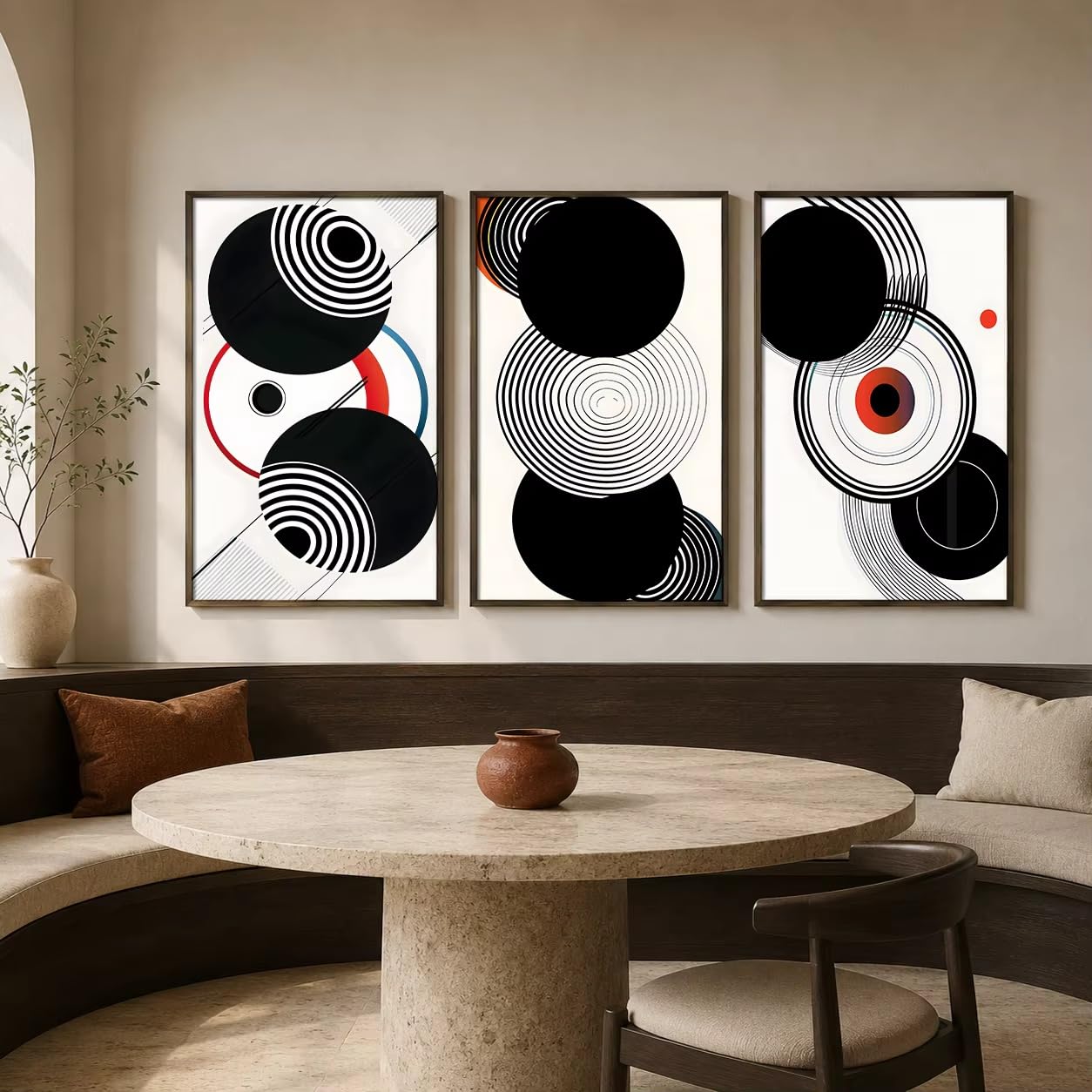 LTjiajuypd Quadri su tela astratti, stampe geometriche moderne in bianco e nero per l'arredamento del soggiorno (50x75 cm - 3 pezzi)