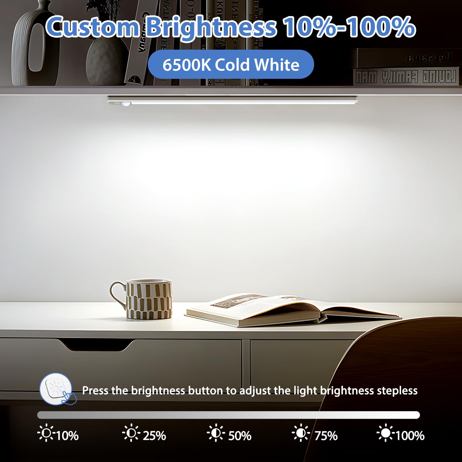 Ylatoial Luce Armadio LED, Armadio Led con Sensore di Movimento, USB Ricaricabile Magnetica Lampada, Dimmerabile Luce Led Sottopensile per Cucina Scale Corridoio Bagno Garage