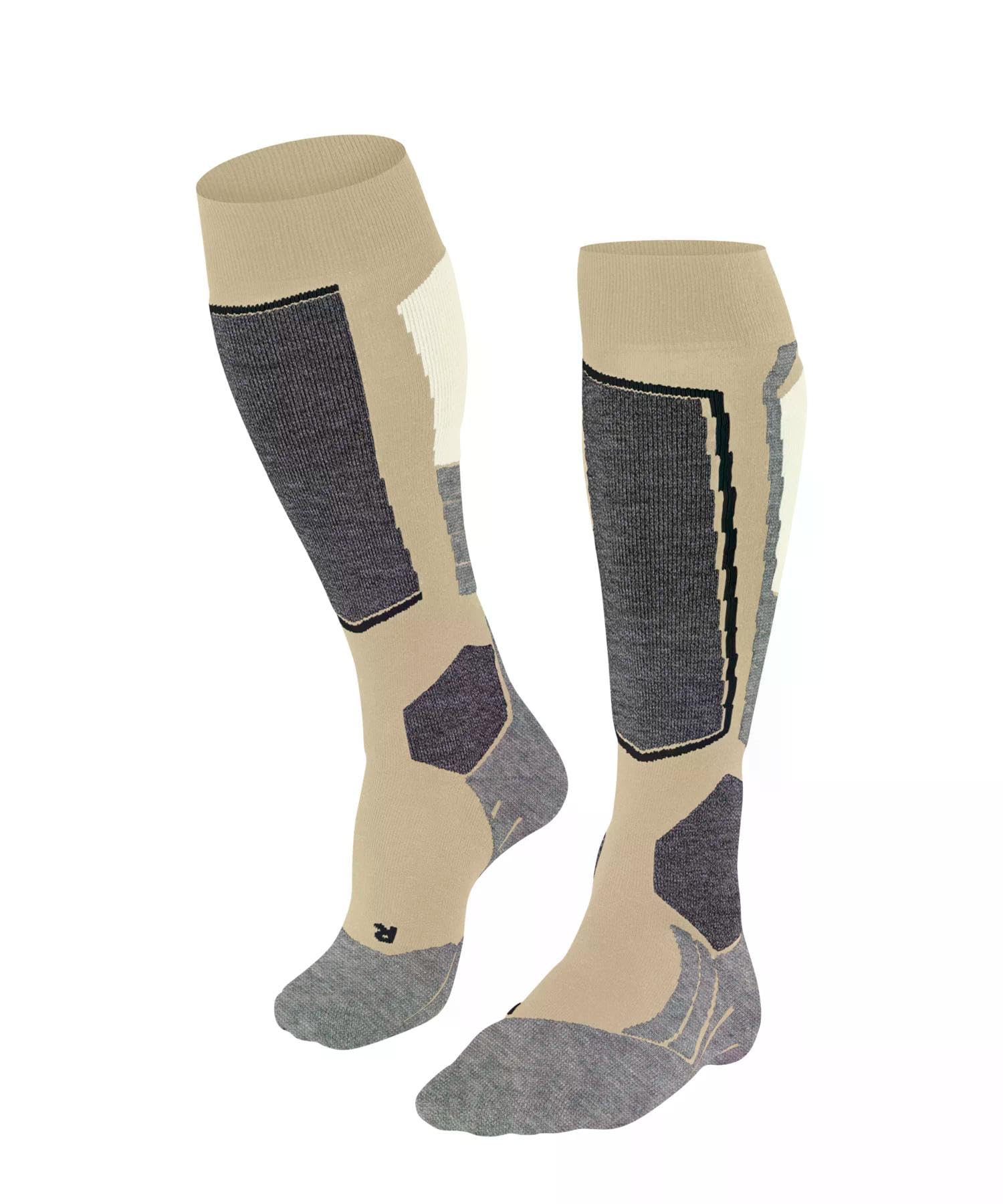 FALKE Damen Skisocken SK2 Intermediate W Kh Wolle Funktionsmaterial warm dick 1 Paar, Beige Straw 4700, 41-42