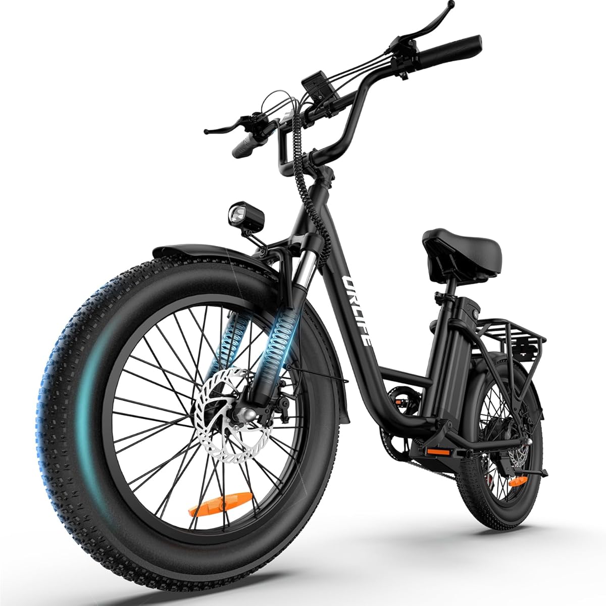 URLIFE 20"*3.0 Fat Tire Electric Bike for Adults, 28MPH 48V, 80-Mile, 7-Speed & Suspension, Adjustable Seat for Adults and Teens