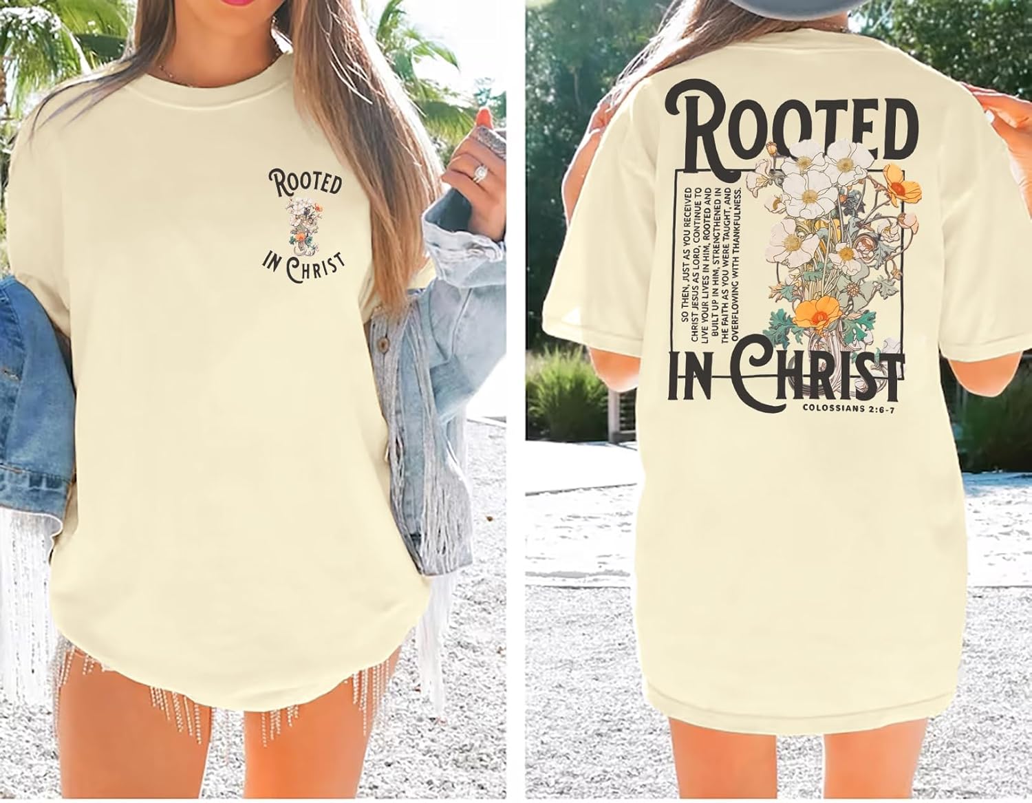 Rooted in Christ Shirt Christian Shirts for Women Jesus Oversized Tshirt Bible Verse Graphics Tees Tops - Image 4