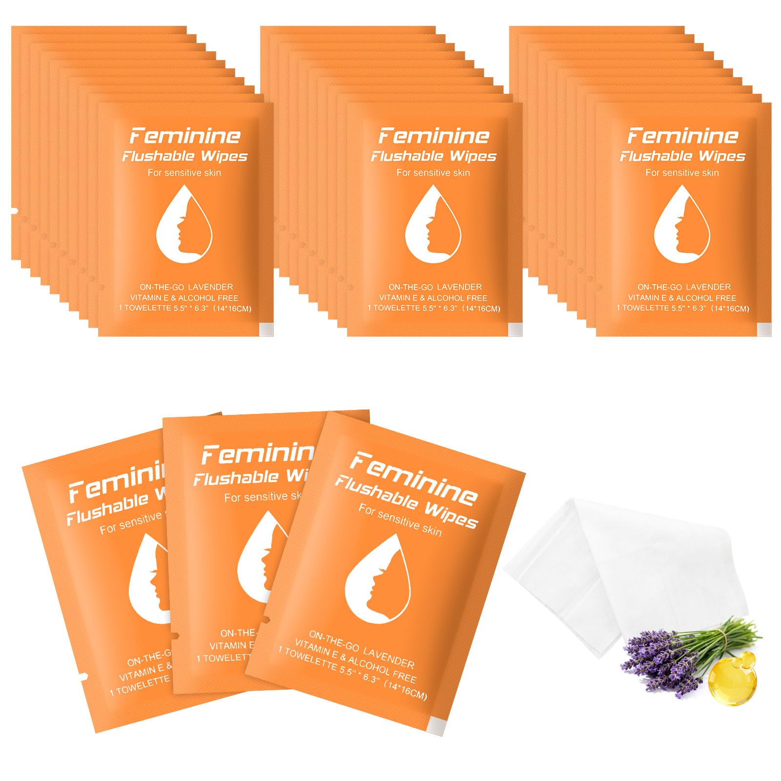 Feminine Wipes Flushable Travel Individually Wrapped Travel Wipes for Women Feminine Care Wet Wipes Travel Size Vaginal Wipes