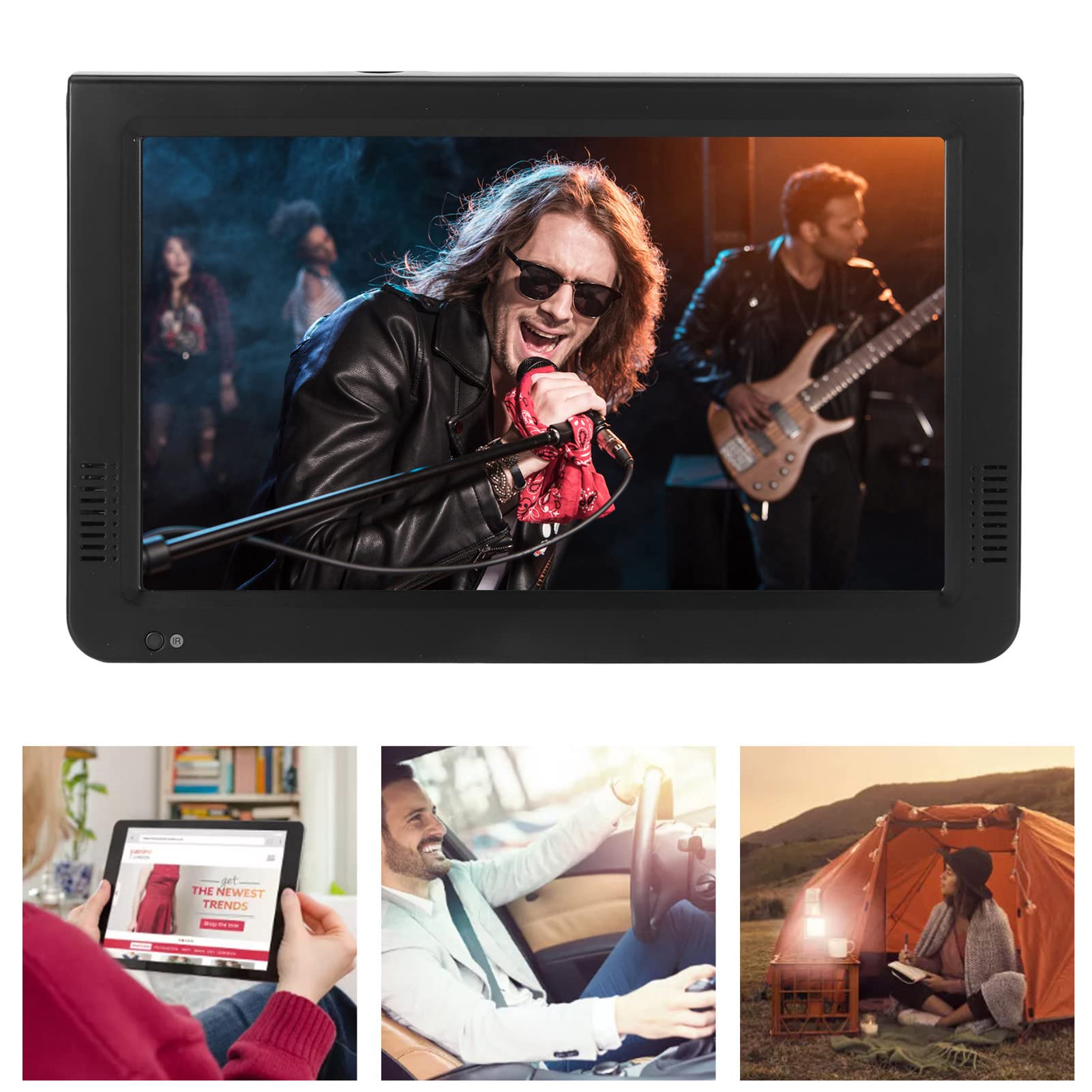 Televisor Digital Portátil de 10 Pulgadas, DVBT/T2 16:9 TFT LED 1080P, Reproductor de Vídeo HDMI con Ranura, Batería Recargable de 1500 MAh, Entradas AV de 3,5 Mm USB SD TV