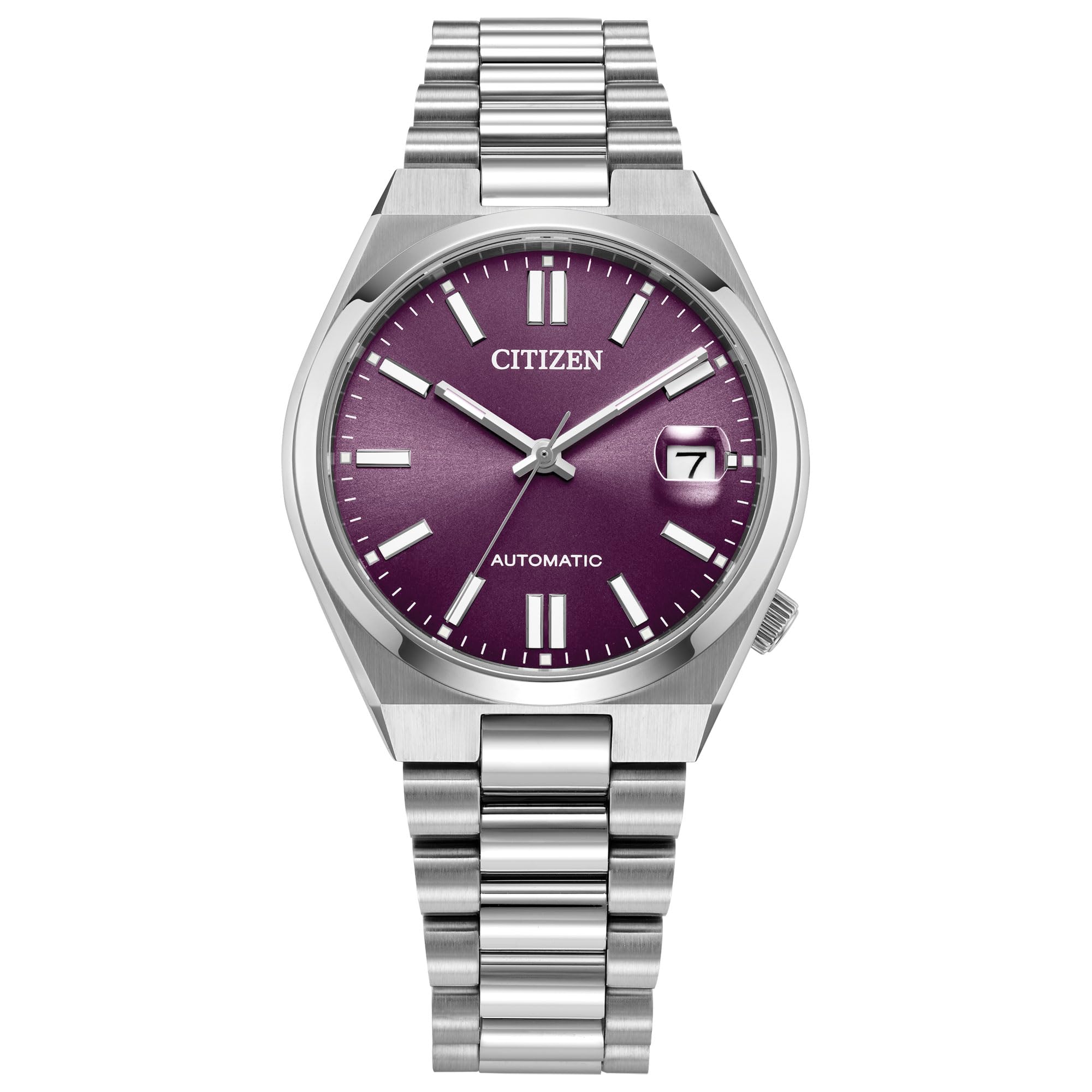Ladies TSUYOSA Automatic Purple Dial Stainless Steel Watch 37mm - NJ0200-50W