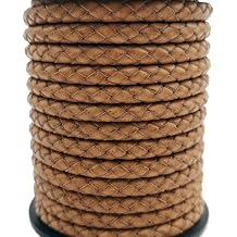 3 Yards 6mm Braided Leather Cord Round Strap for Jewelry Making or Bracelet Beading Distressed Natural
