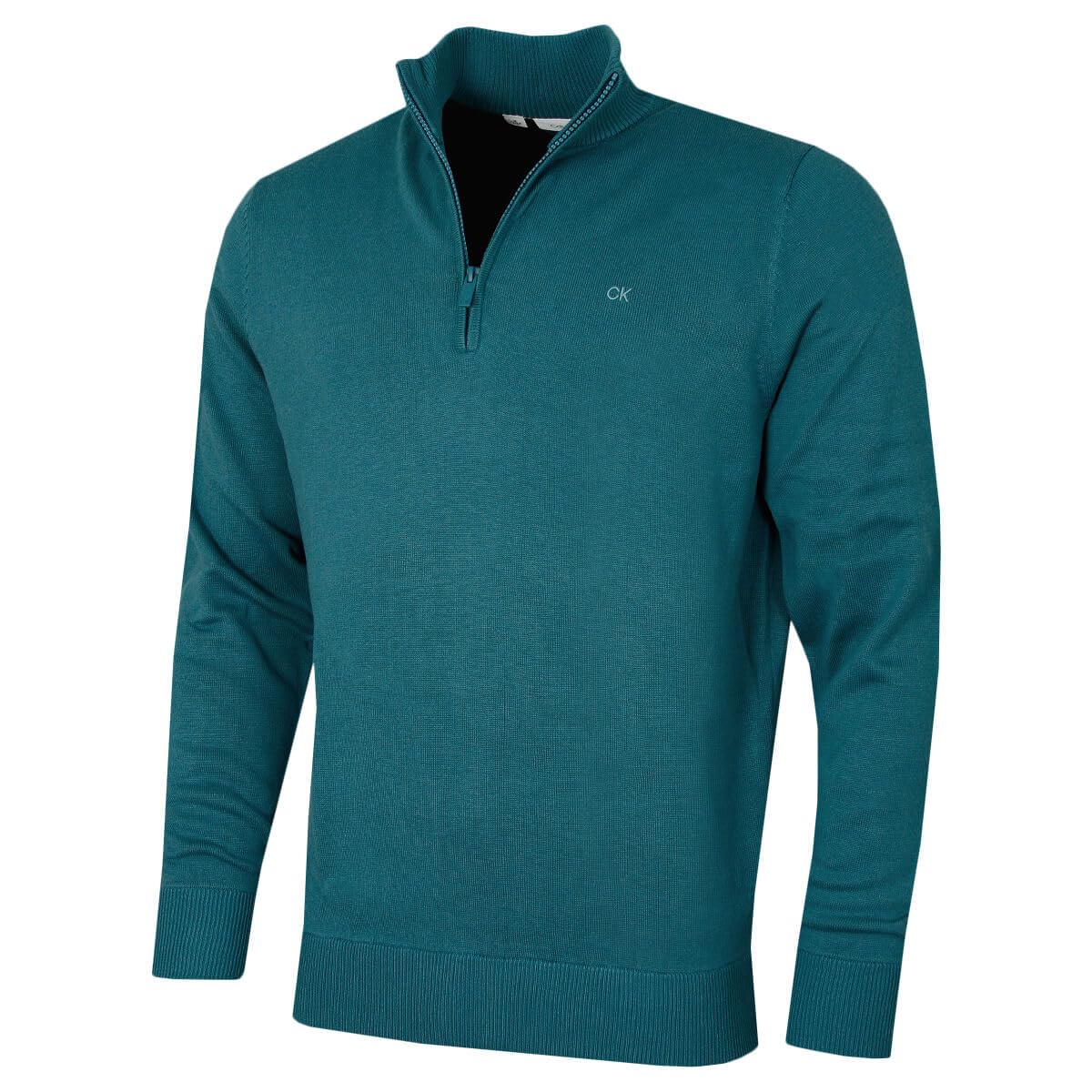 Calvin Klein Men's Teal Campus 1/2 Zip Sweater - Xl