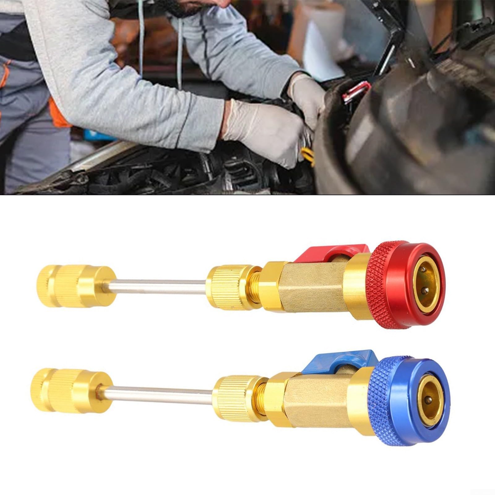 2 x Kit di rimozione nucleo valvola R134A R12 regolabile, accoppiatore rapido ad alta pressione bassa per riparazione AC domestico auto strumento di riparazione in metallo