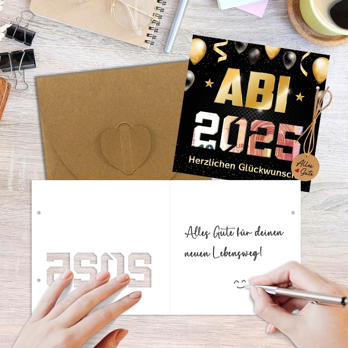 Produktbild von PeakPeek Abitur 2025 Geschenke, Karte Abi Geldgeschenk Verpackung, Bestandene Prüfung Abschluss Geschenk 10 Klasse, Glückwunschkarte Geschenke Zum Abitur 2025 Mädchen Junge - Schwarzes Gold