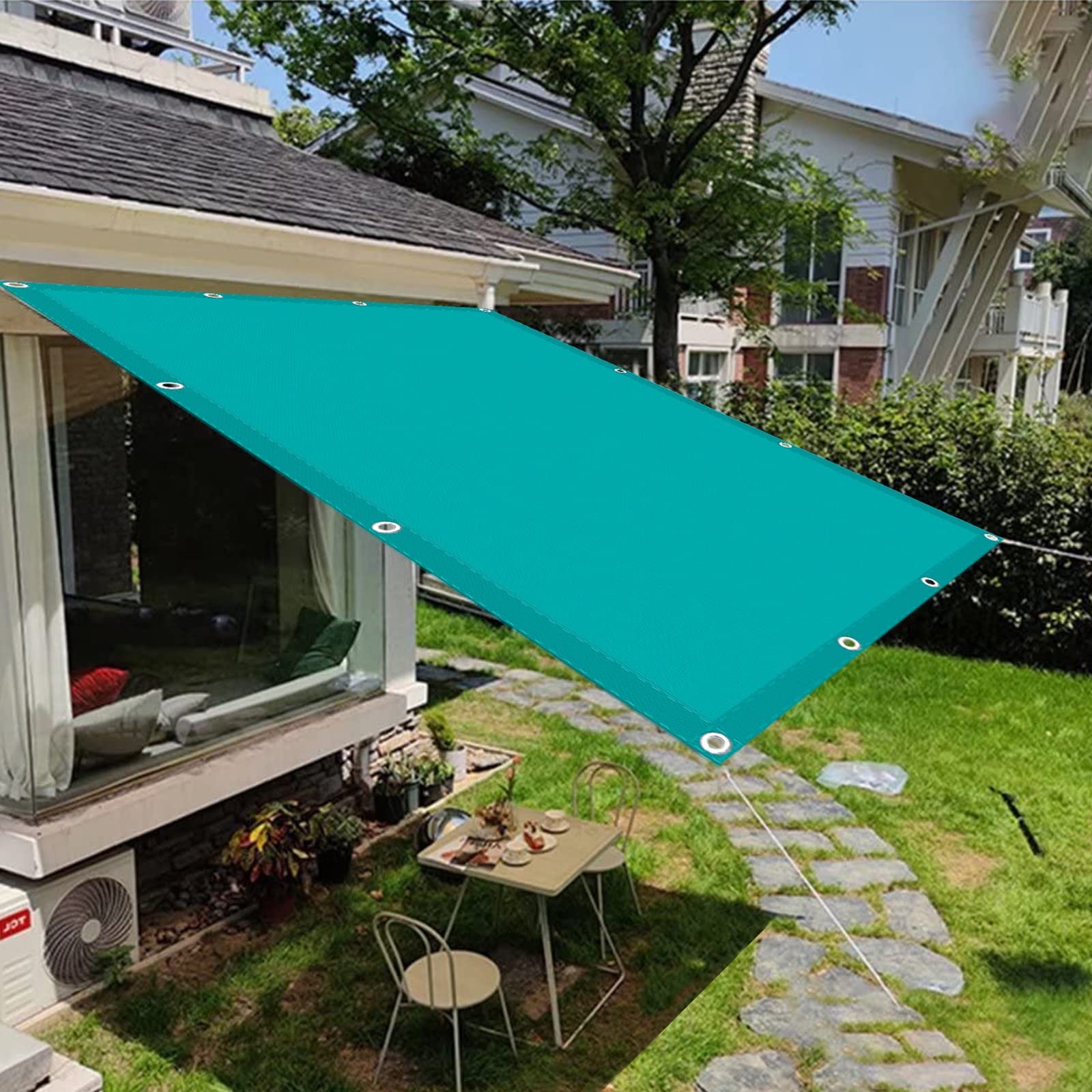 Voile d'ombrage carré toile solaire bleu ciel 1.2 x 2.8 m protection 98% UV jardin