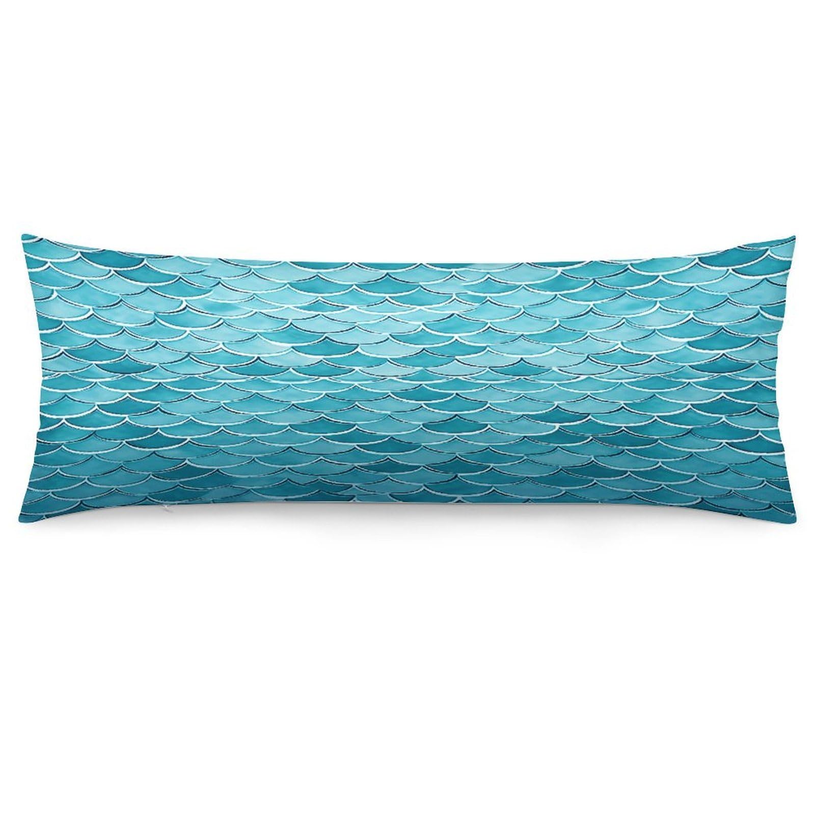 Blue Waves Squama Mermaid Scale Throw Pillow Cover Soft Pillow Case Decorative Lumbar Pillow Cover Cozy Throw Pillowcase Polyester Rectangular Cushion Case Decor for Couch Sofa Bed