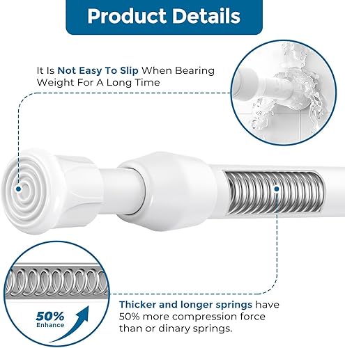 Miniatura 5 de Barra tensora AIZESI, 5 unidades con resorte de 16 a 28 pulgadas, barras de acero para armarios, barras de cortina...