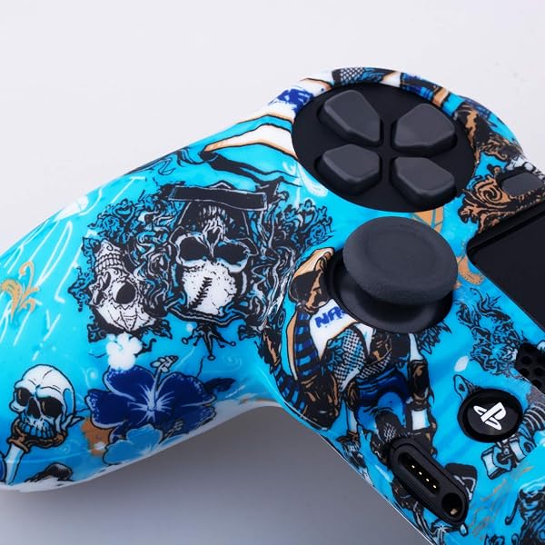 YoRHa Water Transfer Printing (Strega) Custodia in Silicone Cover per PS4/Slim/Pro Dualshock 4 Controller x 1 con Manopole Thumb Grips x 10 - 3