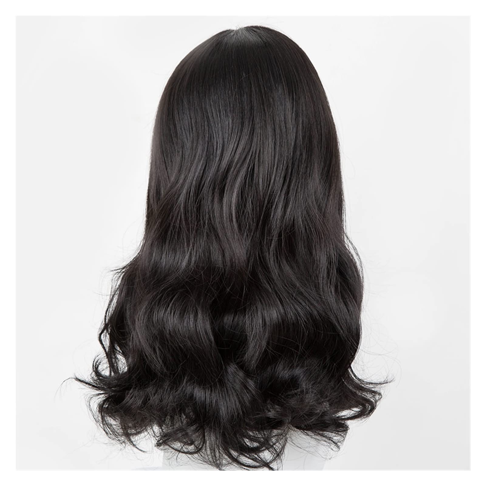 TOMYEUS Perücken Perücke Hitzebeständige mittelgroße lockige mittelgroße Linie Frauen Haarkostüm Halloween Karneval Haarteil perücke Fasching (Color : Schwarz, Stretched Length : 18inches)