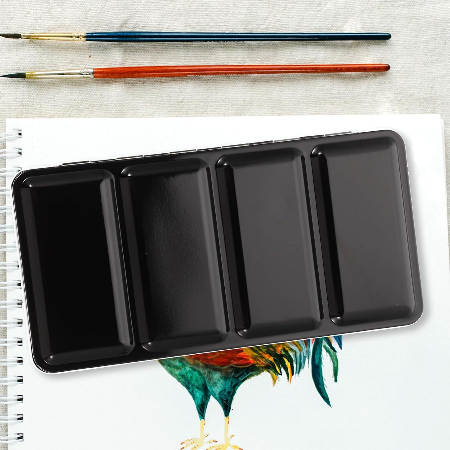 Iron Watercolor Paint Case Iron Watercolor Box Empty Metallic Watercolor Case Metal Empty Watercolor Tin for Artist Student Travel Art Drawing Kit (48 Pigments)