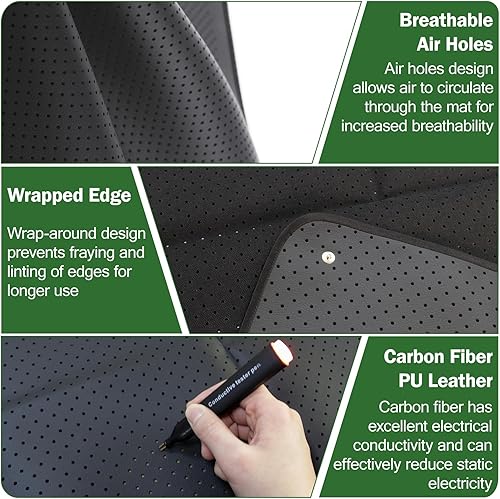 Miniatura 8 de Alfombrilla de conexión a tierra transpirable con agujeros de aire de 15.7 x 19.6 pulgadas, alfombrilla de tierra para cama, ligera, fácil de