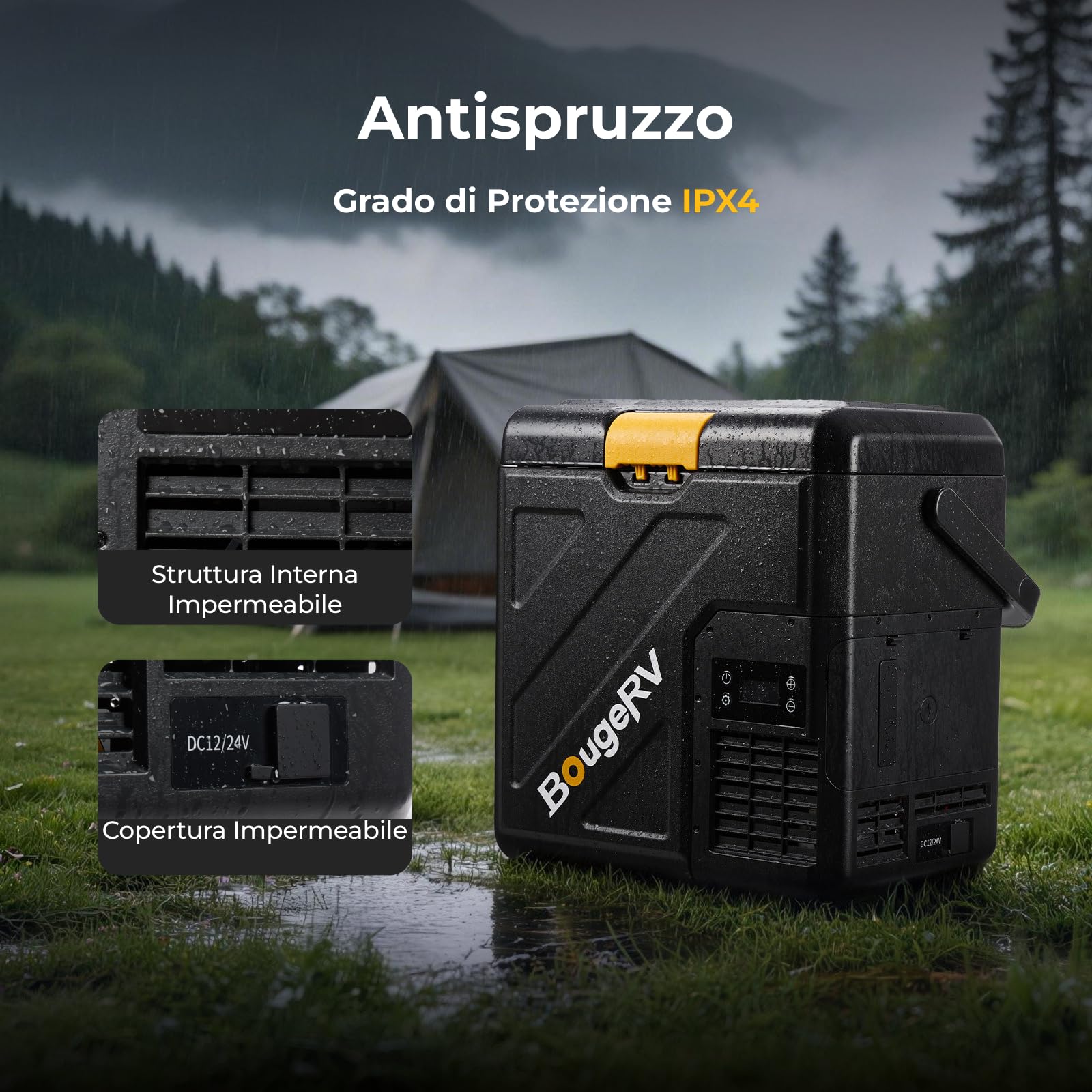BougeRV CRH20 Compressore Frigo Klein 20L con Maniglia, Portatile Auto 12V 24V 230V Freezer App IPX4 Mini Frigorifero Elettrico per Camping Viaggi, -20°C~20°C (2026 Novità)