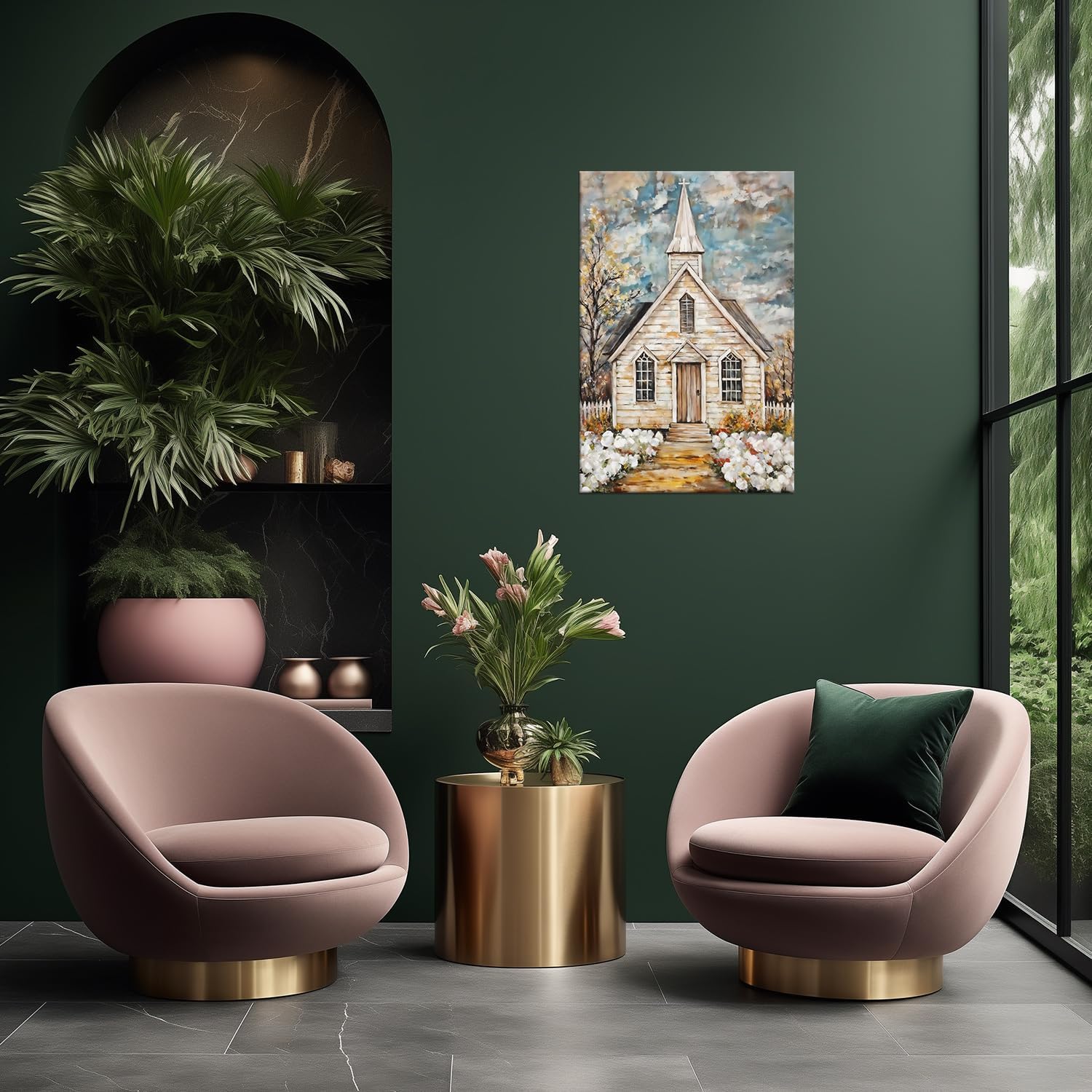 Church Canvas Wall Art Country Christian Picture Prints Religious Faith Artwork for Farmhouse Kitchen Living Room Home Framed Decor(Religion-3,20x30inch (50x75cm))