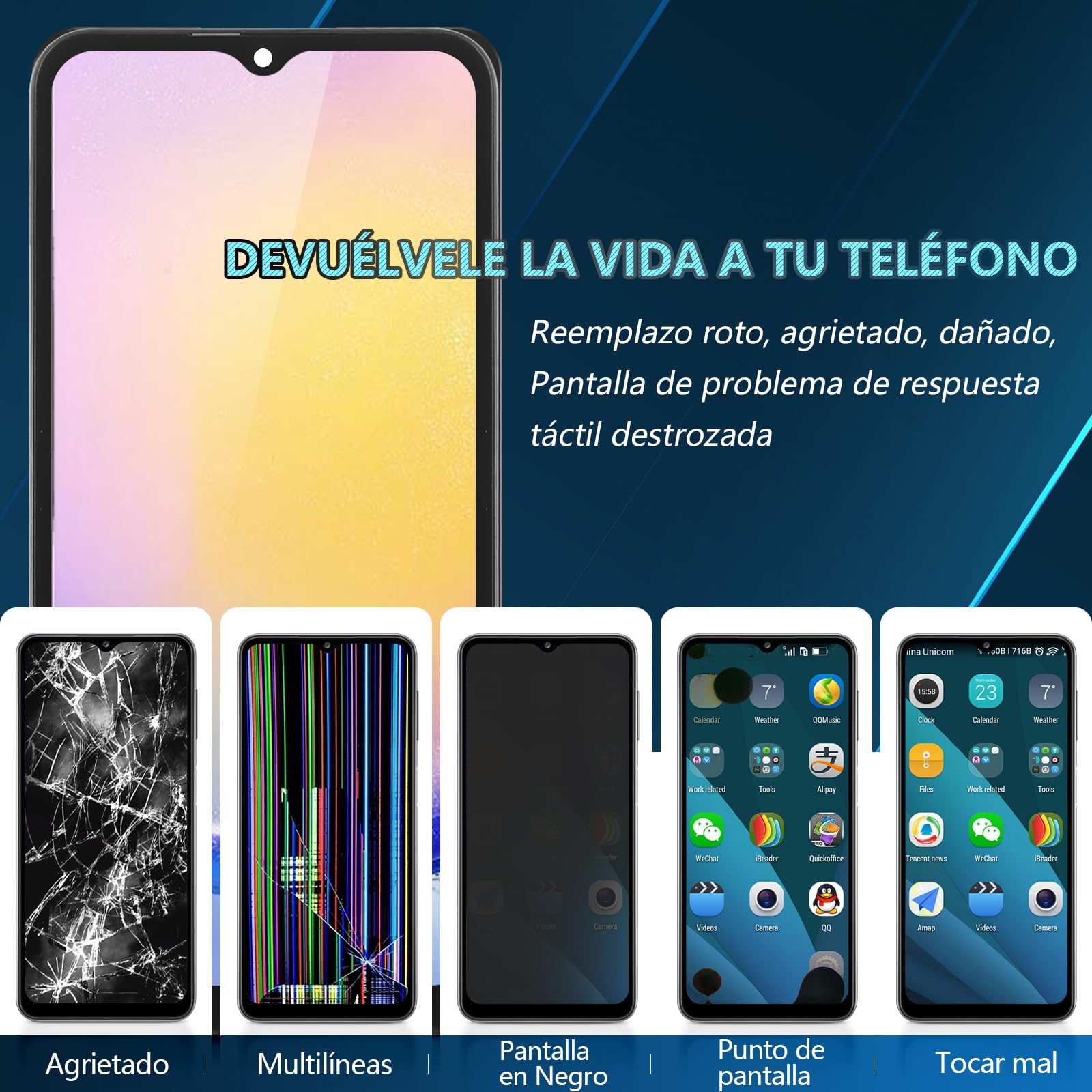 RongZy Incell Pantalla para Samsung Galaxy A25 5G Táctil LCD de Repuesto Ensamblaje Digitalizador Reemplazo para Samsung Galaxy A25 5G A256B con Herramientas de Reparación(Negro con Marco)