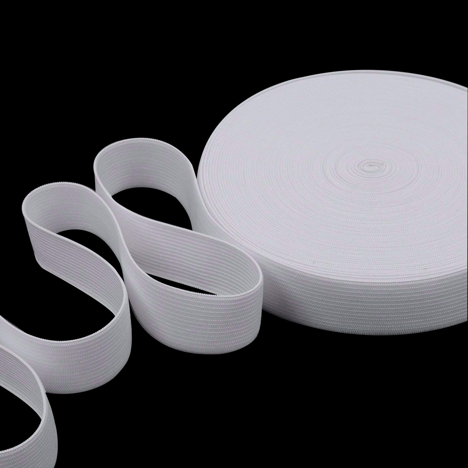 Trimming Shop 25mm (1 Inch) White Elastic Band, 25 Metres Flat Stretch Cord for Sewing, Dressmaking, Waistband, Haberdashery, Wig, DIY Arts & Crafts Projects