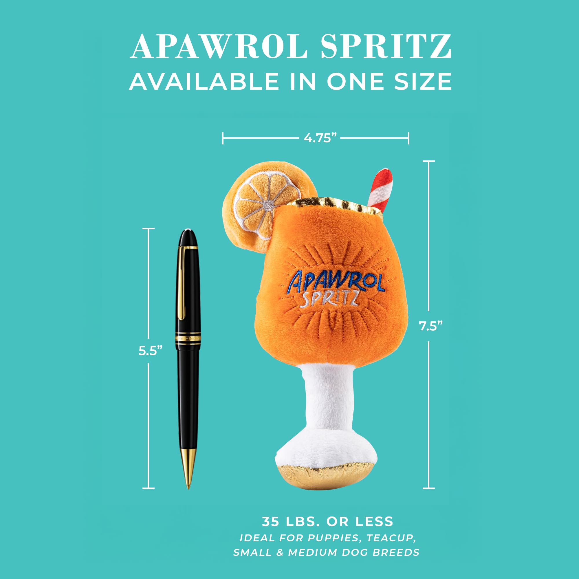 Apawrol Spritz Dog Toy - Plush Cocktail Parody -2