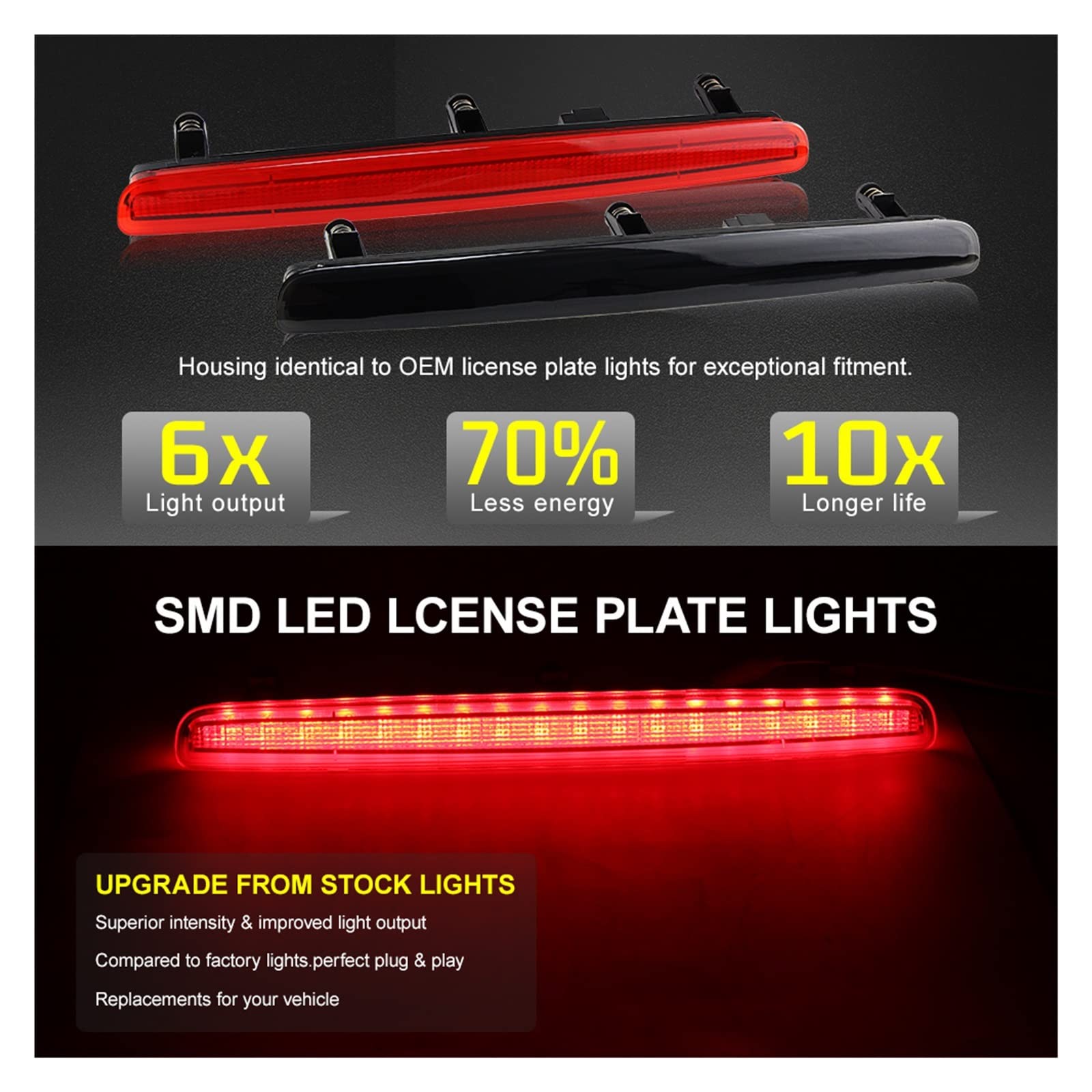 KASturrboo Troisième Feu Stop Arrière Haut Niveau Pour Transporter T5 T6 Caravelle Multivan MK V 2003-2015 7E0945097E 7E0945097F (Rouge