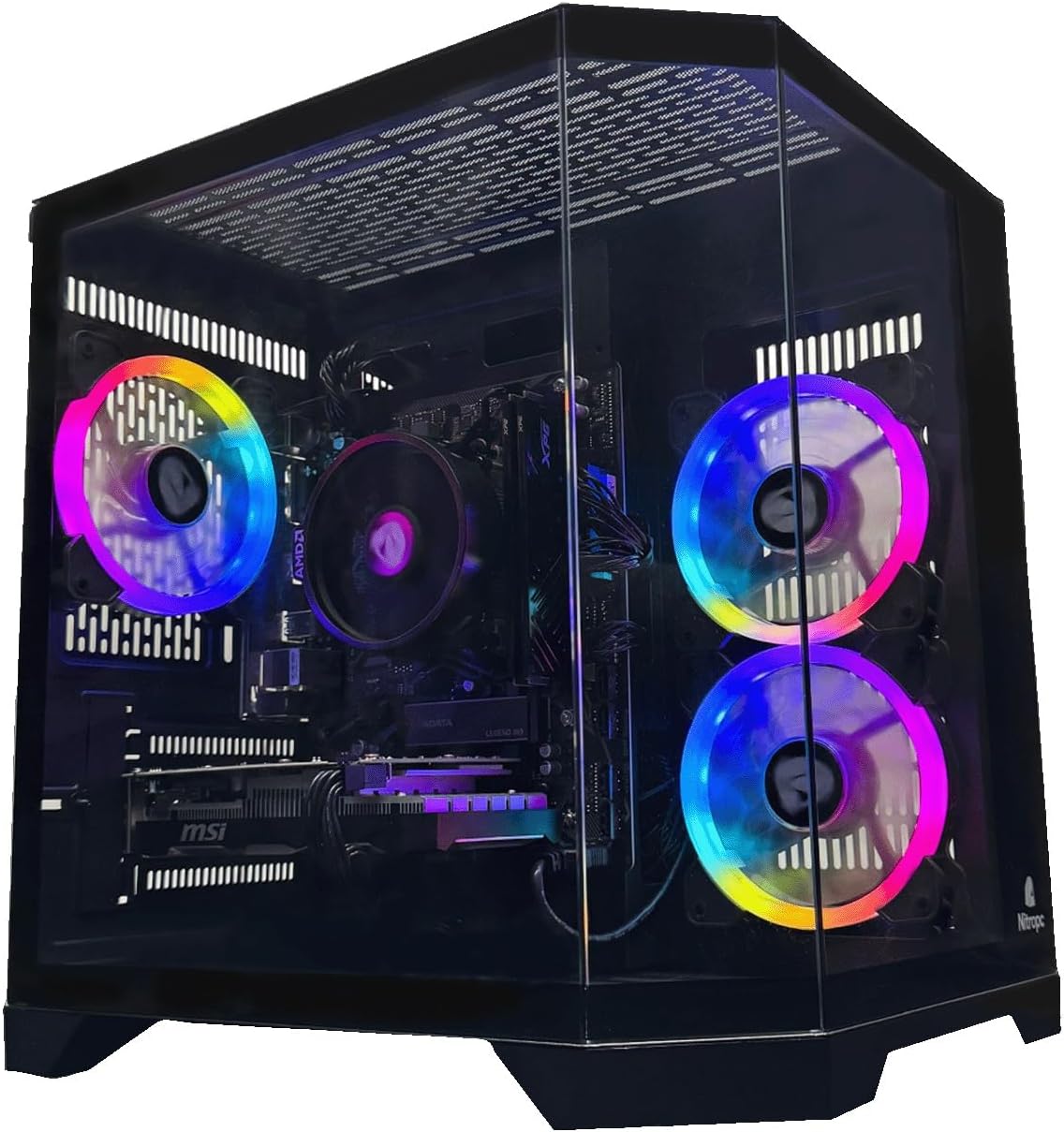 PC Gaming Avanzato Silver Plus V2 (AMD Ryzen 5 5500 3.6GHz, RX 6600 8GB, RAM 16GB, M.2 1TB, Windows 11, illuminazione RGB, WiFi) Computer fisso, PC Gamer (Nero) - PC Desktop