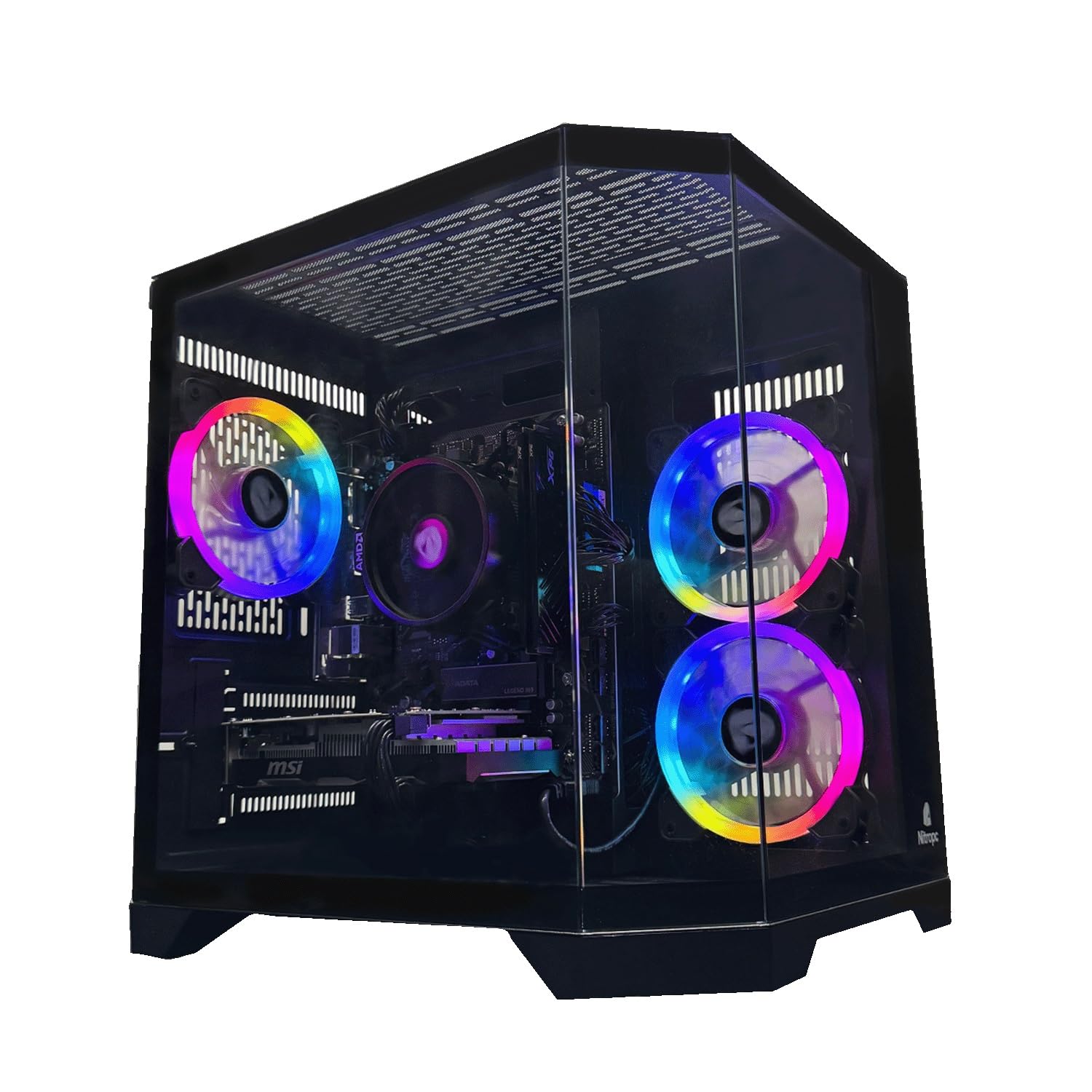 NitroPC - PC Gaming Avanzado (Intel Core i5 12400F 4.40GHz, RTX 3050 8GB, RAM 16GB, M.2 1TB, Windows 11 Pro, WiFi) Ordenador de sobremesa, PC Gamer (Negro) Nueva Versión