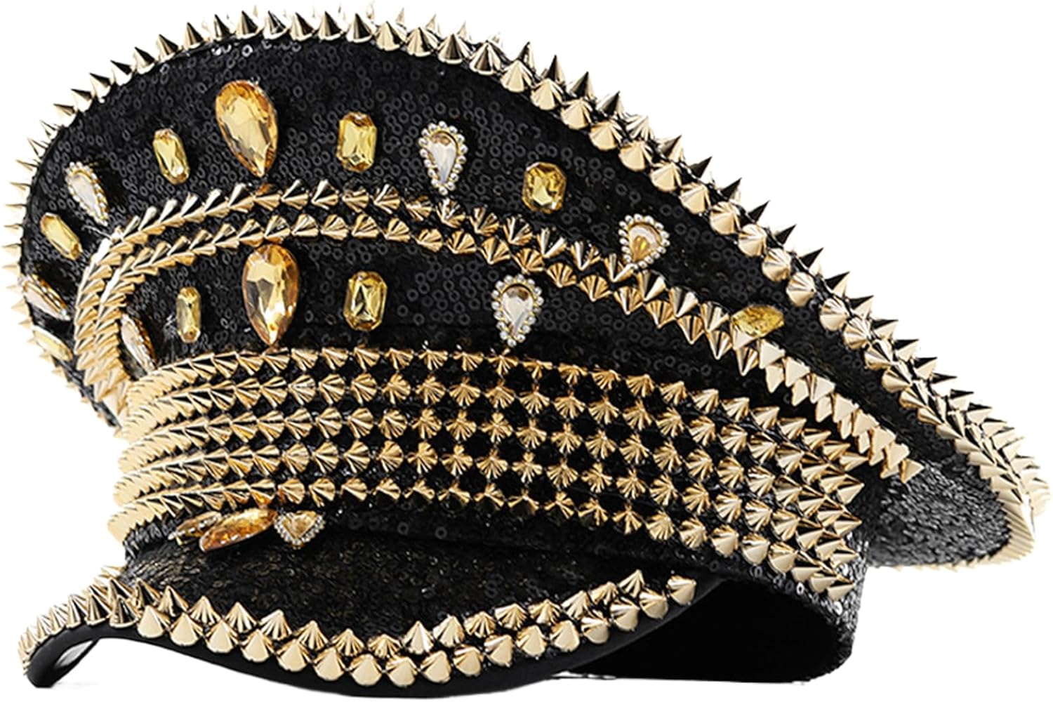 Jeweled Captain Hat Heavy Crystal Sailors Surprise Girl Party for Carnivals Music Festival Party