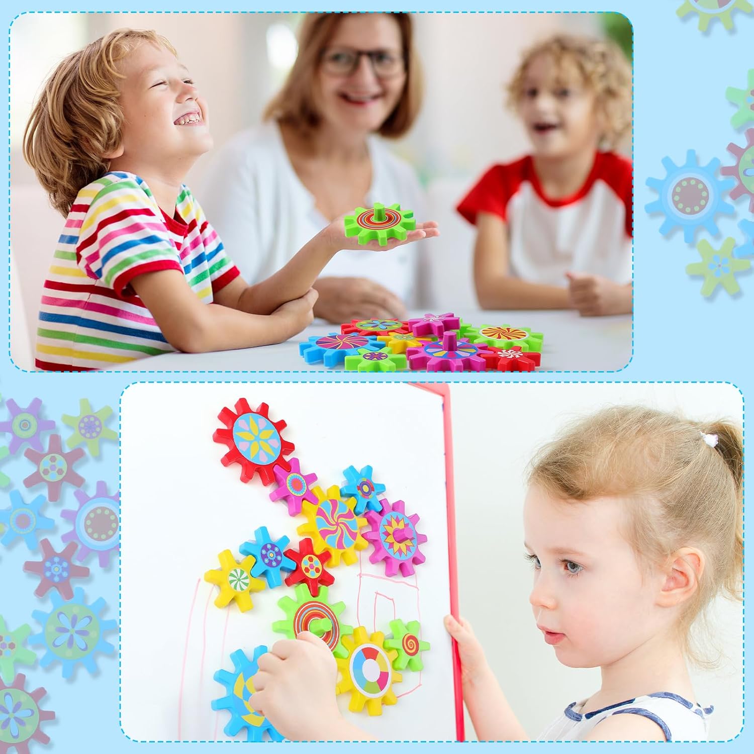 72 Pcs Magnetic Gears Interchangeable Learn Magnetic Spinning Gears for Magnetism Refrigerator or Whiteboard (Colorful Style)