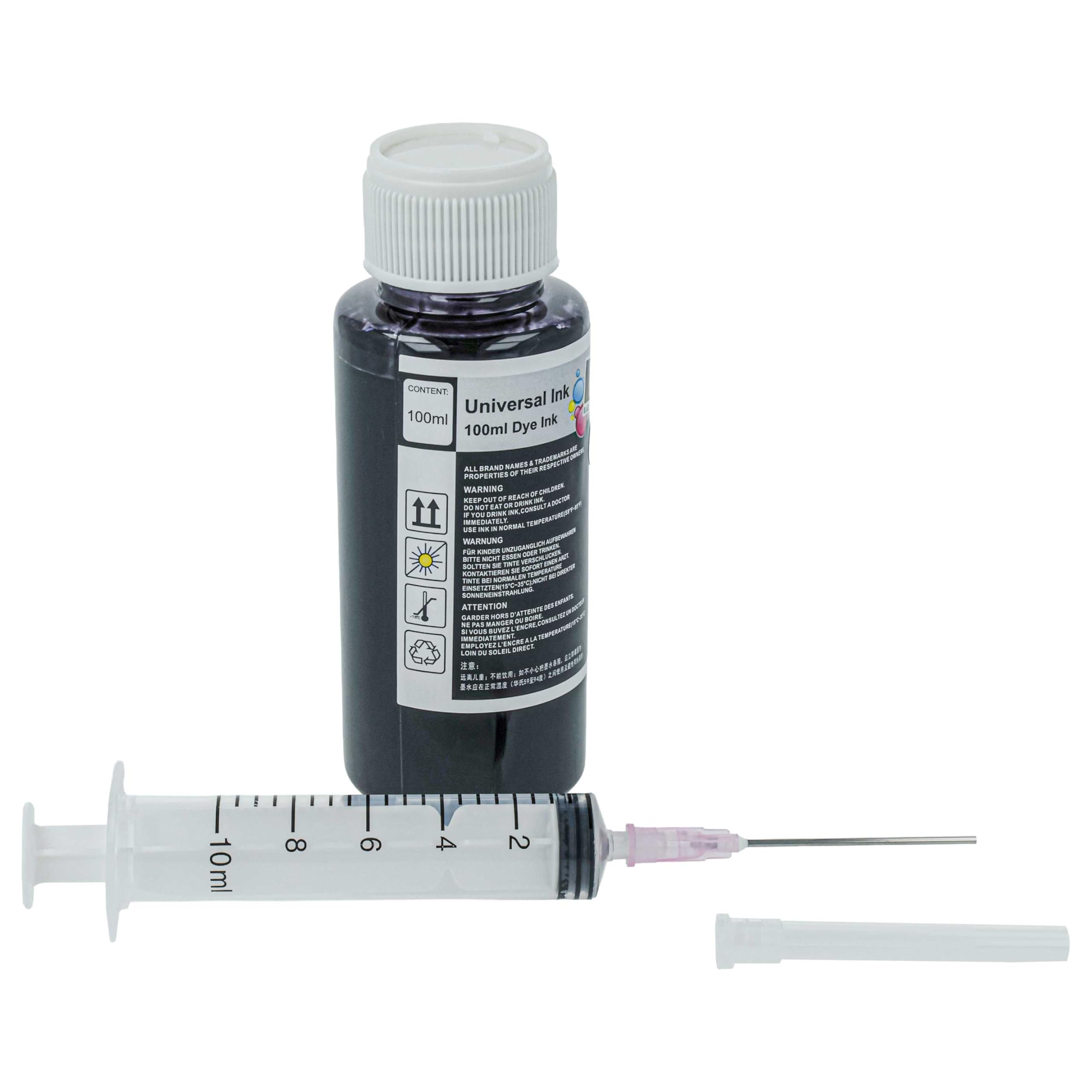 vhbw Encre de Recharge pour imprimante - Encre Rechargeable Dye Noir, 100ml