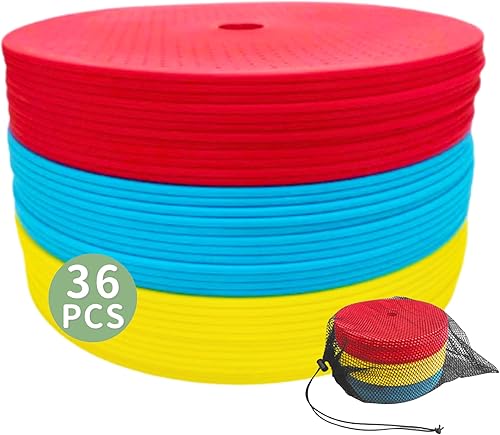 LEZER Conos planos, marcadores de punto, conos de fútbol, marcadores de cancha de campo, puntos para sentarse, discos planos, equipo de