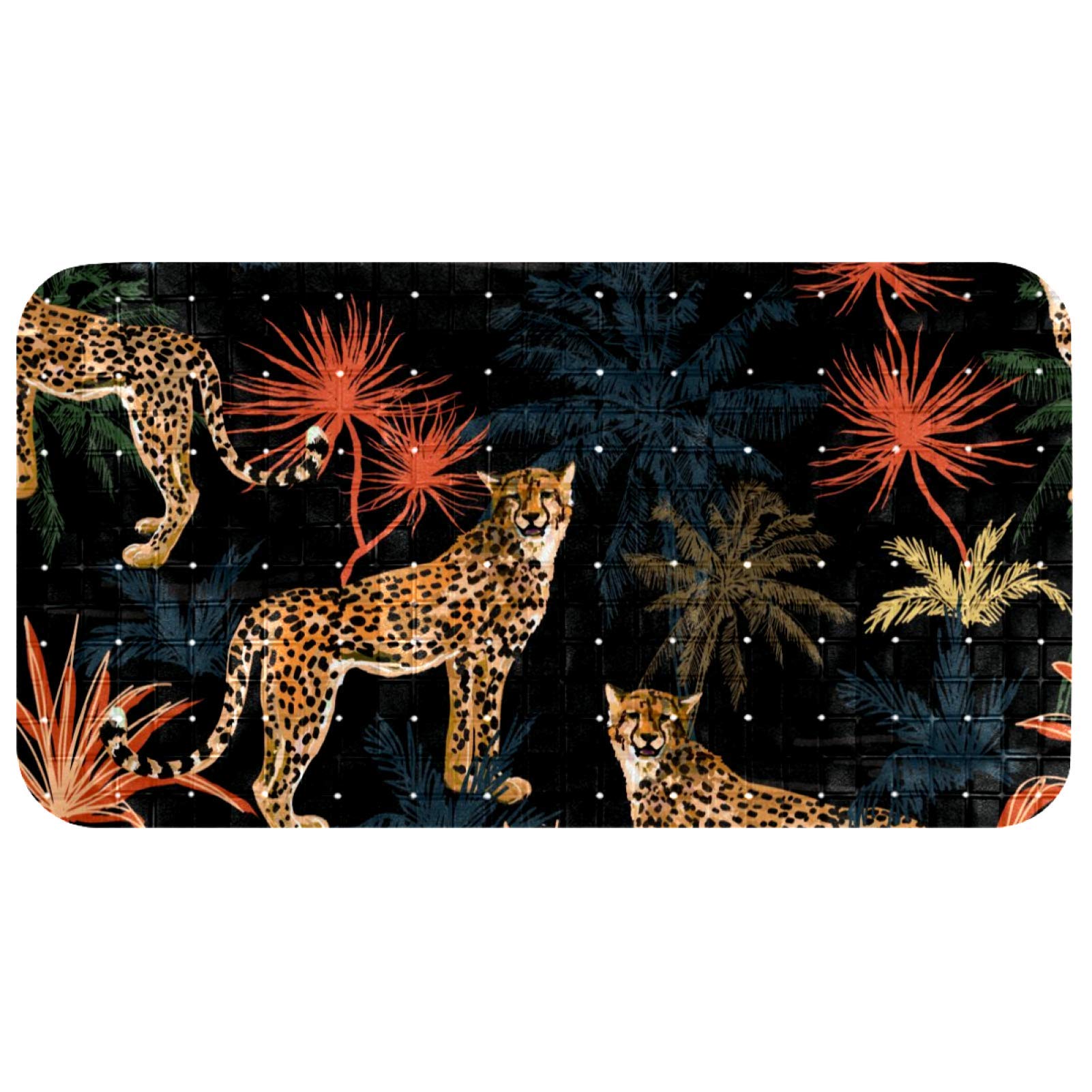 Tapis de bain antidérapant Bennigiry léopard 37,5x68,5 cm pour douche