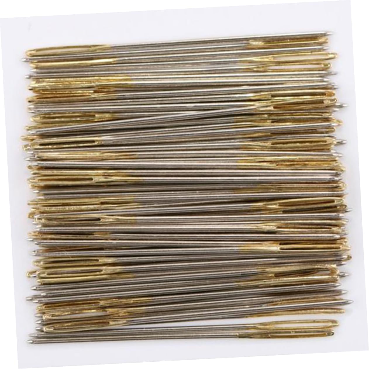BEBEMOKO 100pcs Gold Tail Cross Stitch Needles Medium Hand Sewing Needles for Embroidery Darning Quilting Crafting Easy to Use