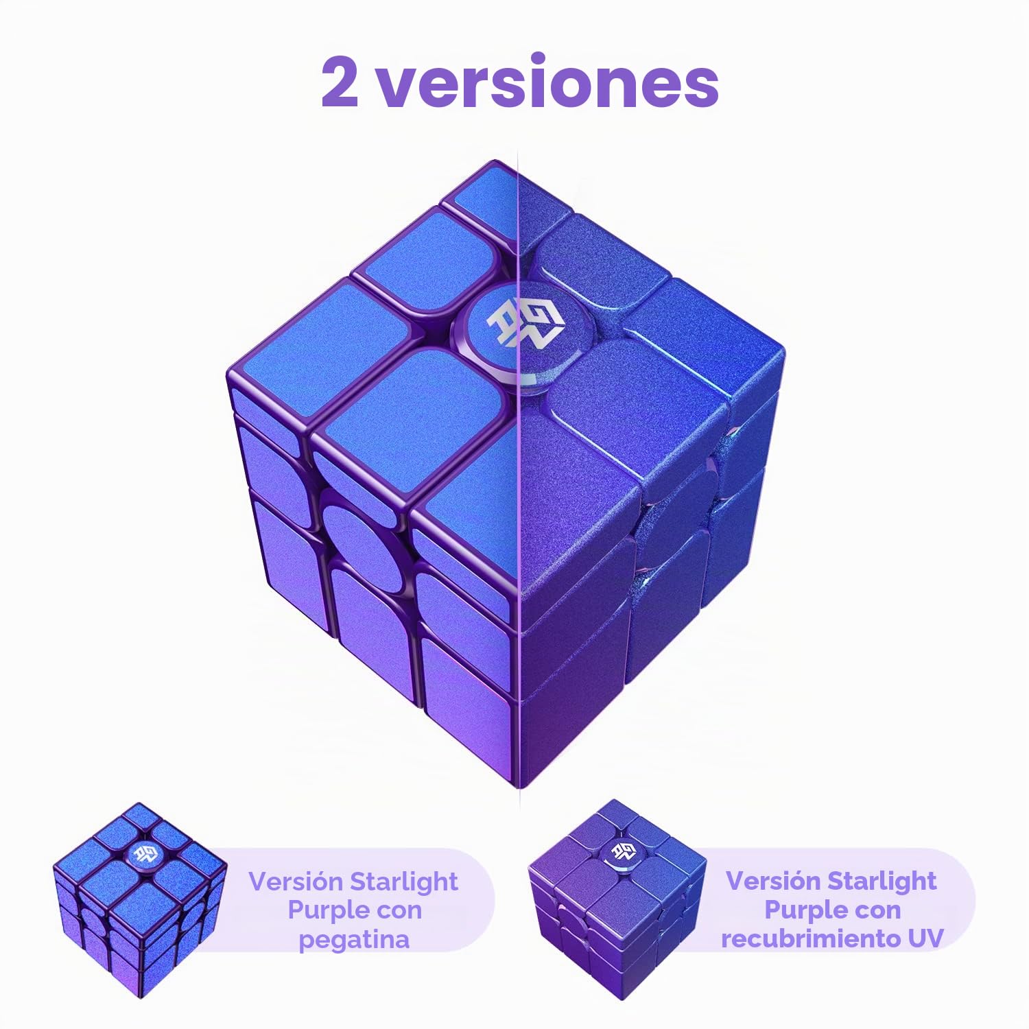 GAN Mirror Cubo Magico Magnetico Cubo Espejo,Speed Cube 3x3 con 48 Imanes,Rompecabezas Niños Adultos(Violeta,sin Pegatinas)