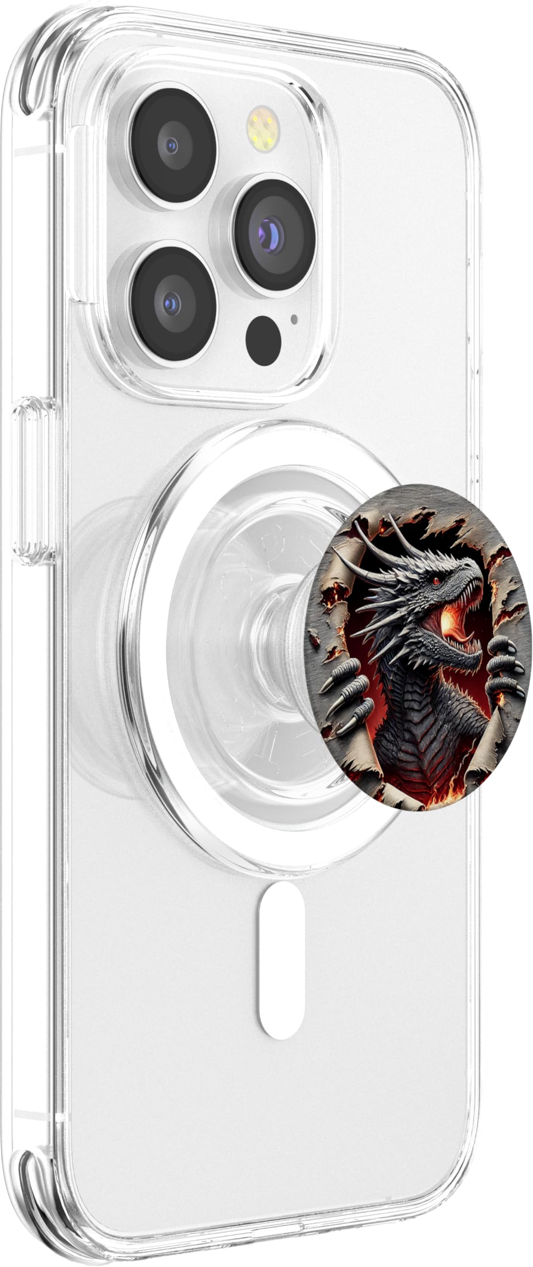 Fierce Black Dragon Burst PopSockets PopGrip for MagSafe, Clear - Image 4