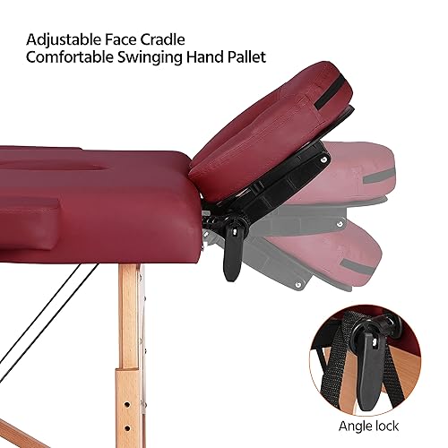 Miniatura 6 de Yaheetech Cama de spa portátil para pestañas, cama de masaje, mesas de pestañas plegables, cama de tatuaje ajustable, 2 pliegues con bolsa no