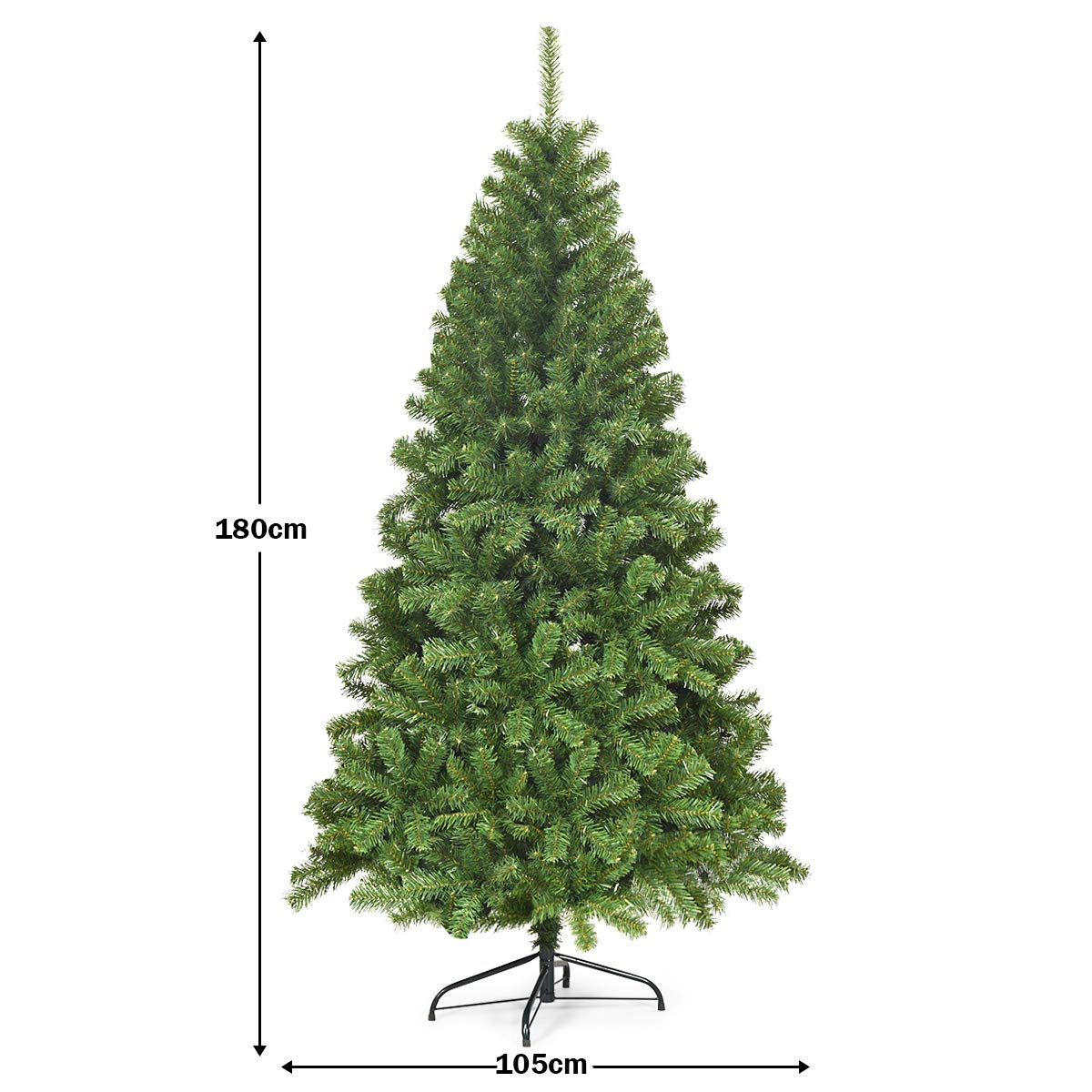 COSTWAY Sapin de Noël Artificiel 180 cm, 928 Branches en PVC, Arbre de Noël Vert, Support Métallique et Pliable, Sapin de Noel pour Maison Bureau Magasin Hôtel