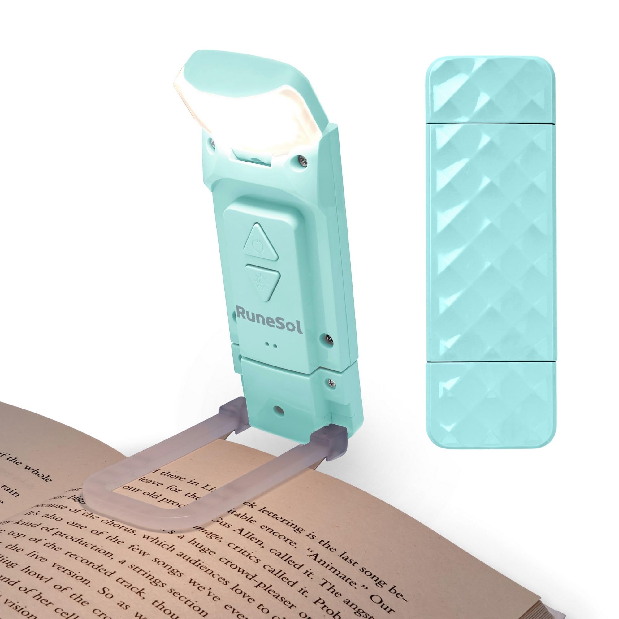 Runesol Verde Neptuno, Luz Para Leer Con 5 LED, Luz De Lectura Recargable Con Clip, 3 Modos De Protección Para Vista, Carga USB Para 80 Horas, Idéale pour les Amateurs des Livres