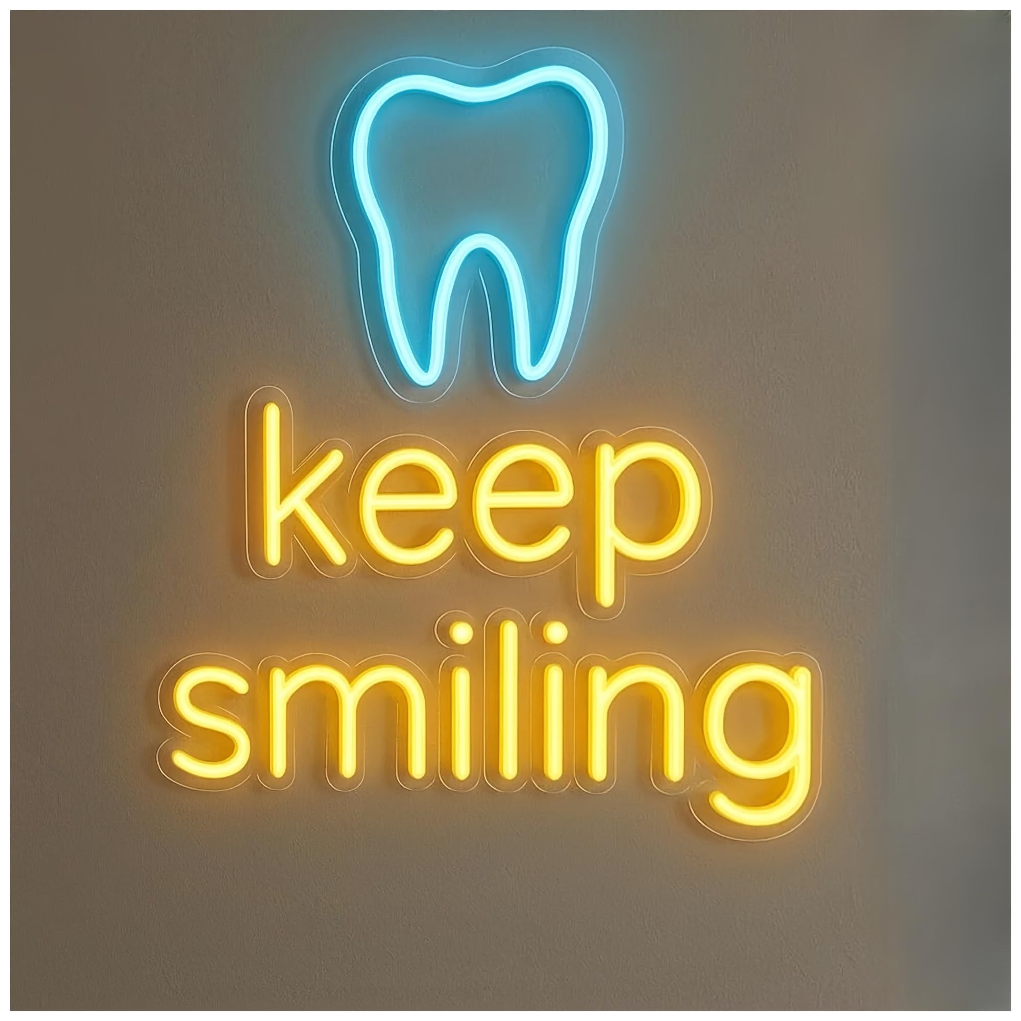 SHOUXI Sign Lamp Keep Smiling Neon Sign Billboards Dentist Office Luminous Decoration Dimmable for Dental Clinic Cosmetic Agency Decor(D)