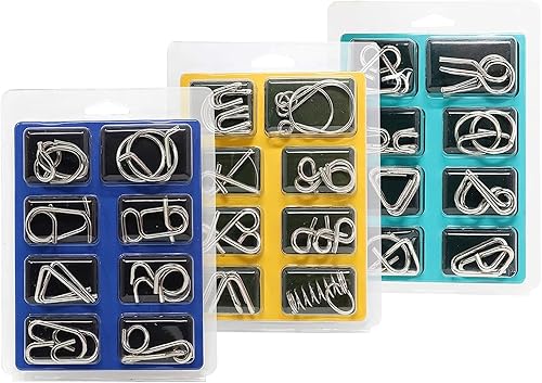 Miniatura 6 de Juego de 24 rompecabezas de alambre de metal, rompecabezas de alambre de metal, rompecabezas de desenredado, desbloqueo, juguetes entrelazados,