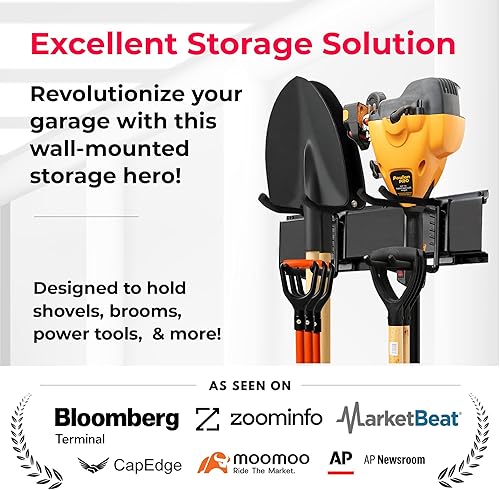 Miniatura 2 de TIDYME Organizador de pared de garaje  Estante de almacenamiento de herramientas resistente de 48 pulgadas  Ganchos ajustables de doble capa