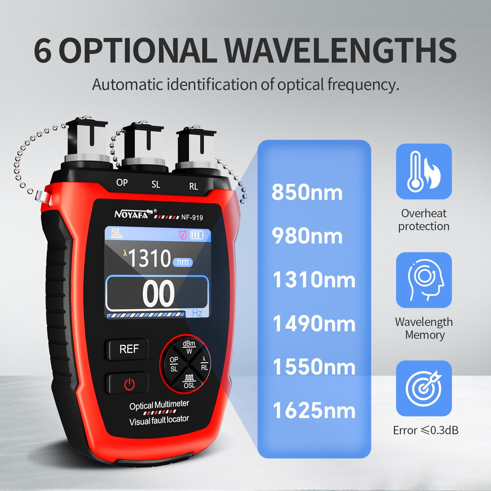 NOYAFA NF-919 Optical Power Meter, 3 in 1 Fiber Optic Cable